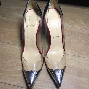 Christian Louboutin Pigalle Metal toe clear 100
